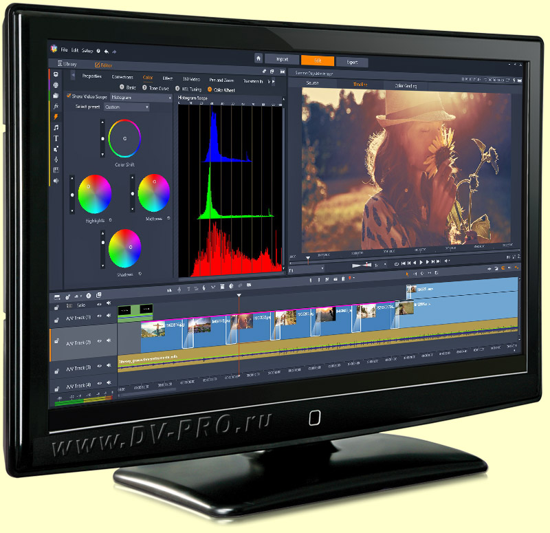Рабочее окно программы Pinnacle Studio 22